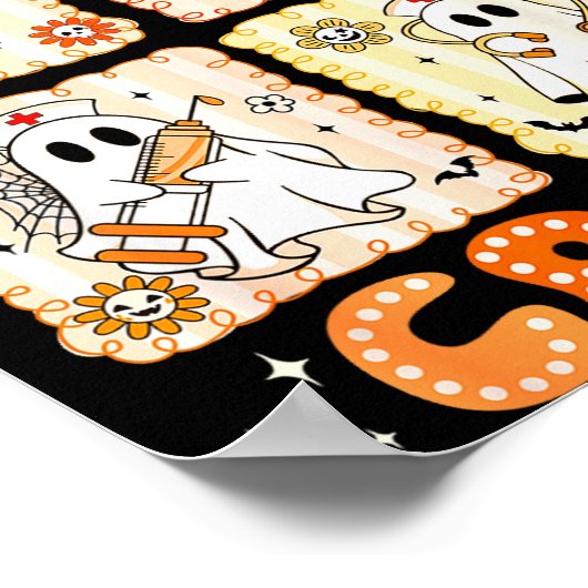 Groovy Boo Boo Crew Nurse Funny Ghost Women Hallow Poster (Hoek)