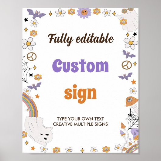 Groovy Boo Halloween Verjaardag Tafel Teken Poster (Voorkant)