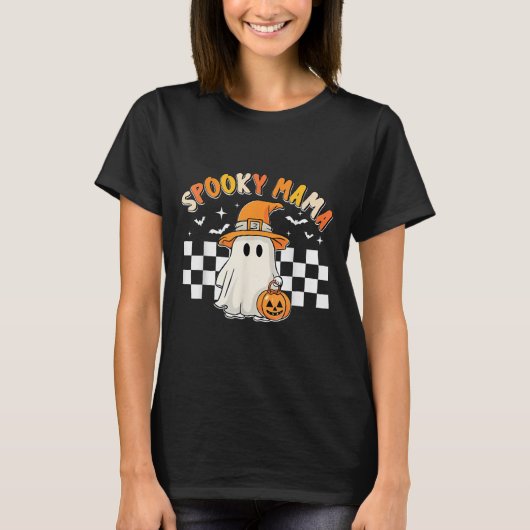 Groovy Boo One Spooky Mama First Halloween Birthda T-shirt (Voorkant)