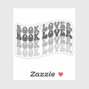 Groovy Book Lover Grijs Veelkleurig Retro Vinyl Sticker