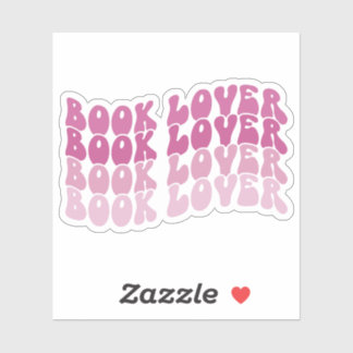 Groovy Book Lover Roze Veelkleurige Retro Vinyl Sticker