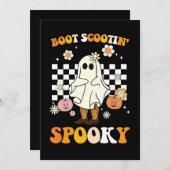 Groovy Boot Scootin Spooky Ghost Halloween Retro Kaart (Voorkant / Achterkant)