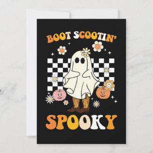 Groovy Boot Scootin Spooky Ghost Halloween Retro Kaart