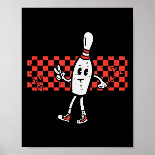 Groovy Bowling Pin Peace Retro Bowler Boys Kinder  Poster (Voorkant)