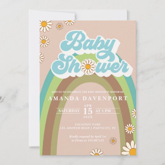 Groovy Boy Baby shower Invitation Kaart (Voorkant)