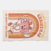 Groovy & Bright Kerstmis Merry Funny Retro Hippie Theedoek (Horizontaal)