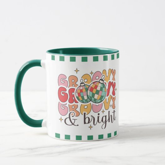 Groovy & Bright Retro Kerstdisco Glitter Ball Mok (Links)