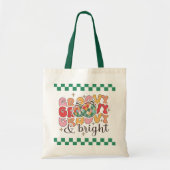 Groovy & Bright Retro Kerstdisco Glitter Ball Tote Bag (Voorkant)