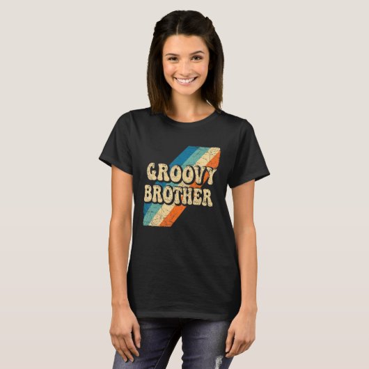 Groovy Brother 70s Aesthetische Nostalgia 1970's R T-shirt (Voorkant volledig)