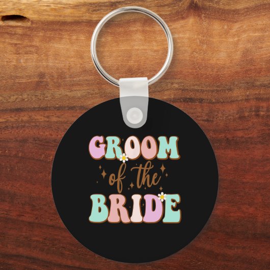 Groovy bruidegom van de bruid bruiloft douche van sleutelhanger (Voorkant)