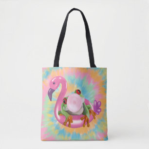 Groovy Bubblegum Blowing Tree Frog Tie Dye Draagtas