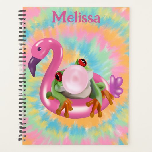 Groovy Bubblegum Blowing Tree Frog Tie Dye Planner (Voorkant)