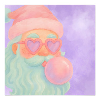 Groovy Bubblegum Kerstman Muurkunst  Foto Afdruk