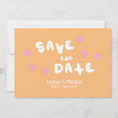 Groovy Bubbles Handdrawn Hearts Save the Dates (Voorkant)