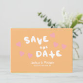 Groovy Bubbles Handdrawn Hearts Save the Dates (Staand voorkant)