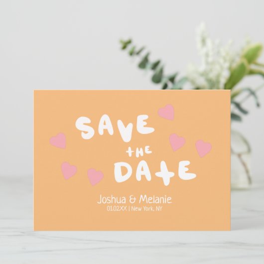 Groovy Bubbles Handgetekend hart Bewaar datums (Staand voorkant)