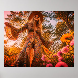 Groovy buiten op een zondagmiddag op een groot poster