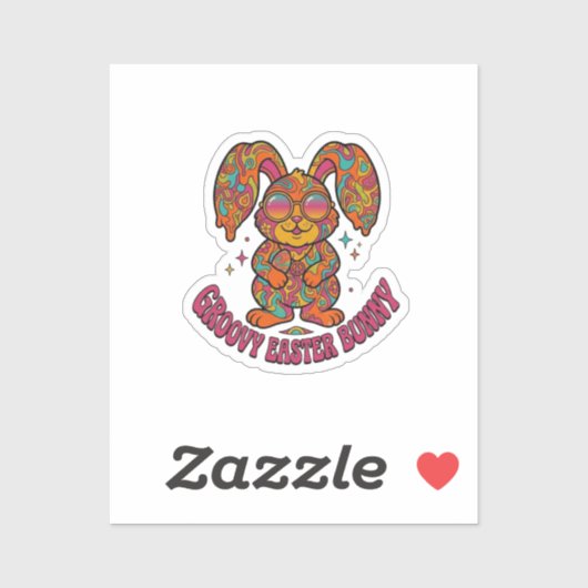 Groovy Bunny Hippie Retro Easter Psychedelic Sticker (Vel)