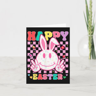 Groovy Bunny Smile Face Happy Paasdag Mannen Kinde Kaart
