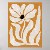 Groovy Burnt Sinaasappel Beige Abstract Bloemenwan Poster (Voorkant)