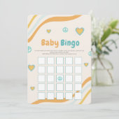 Groovy cadeau voor baby shower bingo Retro spelkaa Kaart (Staand voorkant)