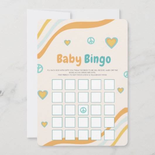 Groovy cadeau voor baby shower bingo Retro spelkaa Kaart (Voorkant)