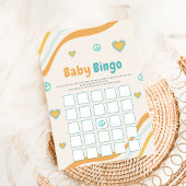 Groovy cadeau voor baby shower bingo Retro spelkaa Kaart