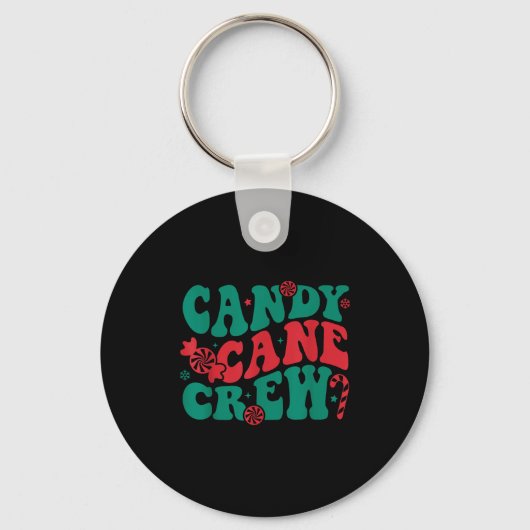 Groovy Candy Cane Crew Matching Family Group Squad Sleutelhanger (Voorkant)