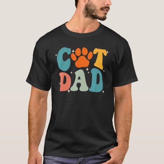 Groovy Cat Dad Daddy  Father s Day Cat Paw Kitten T-shirt (Voorkant)