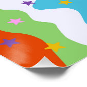 Groovy Celestial Stripe Bold Kleurrijk Abstract Perfect Poster (Hoek)