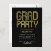 Groovy Charm Graduation Party Briefkaart (Voorkant / Achterkant)