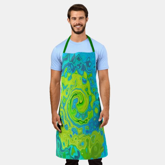 Groovy Chartreuse en Aquamarine Vloeibare wervelko Schort (Gedragen)