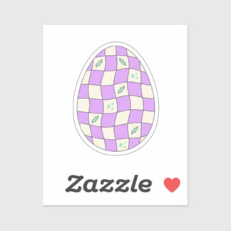 Groovy Checkerboard Easter Egg Pastel Retro Sticker
