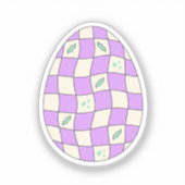 Groovy Checkerboard Easter Egg Pastel Retro  Sticker (Voorkant)