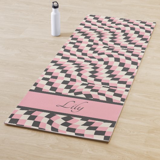 Groovy Checkerboard Pattern, Y2K 90s Yoga Mat (In situ)