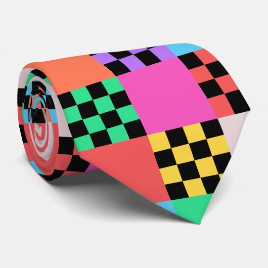 Groovy Checkered Minimalist Chess Board Stropdas (Opgerold)