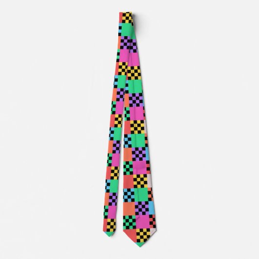 Groovy Checkered Minimalist Chess Board Stropdas (Achterkant)