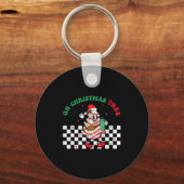 Groovy Checkered Oh Christmas Tree Cakes For Cake Sleutelhanger (Voorkant)