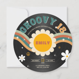 Groovy Chic Retro Vinyl Record 18e verjaardag Kaart