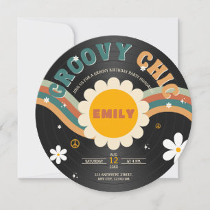 Groovy Chic Retro Vinyl Record Verjaardag Kaart