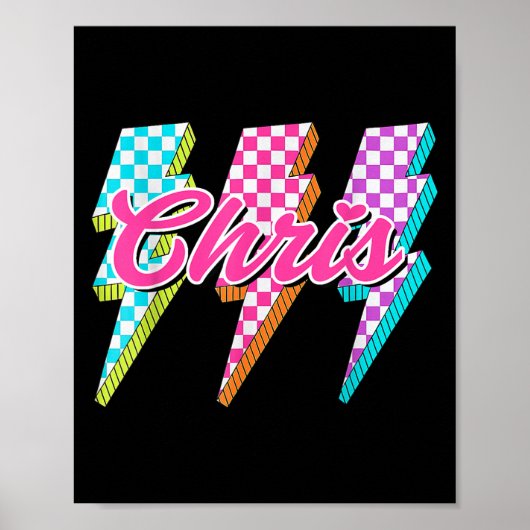 Groovy Chris Lightning Bolt Checkered I Love Meme  Poster (Voorkant)