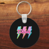 Groovy Chris Lightning Bolt Checkered I Love Meme Sleutelhanger (Voorkant)
