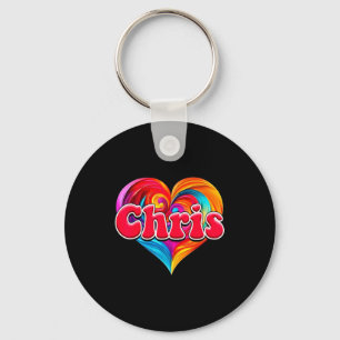 Groovy chris naam ik hou van chris 80's90's grappi sleutelhanger