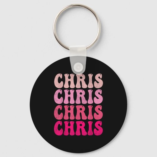 Groovy Chris Voornaam D I Love Chris T - shirts Me Sleutelhanger (Voorkant)