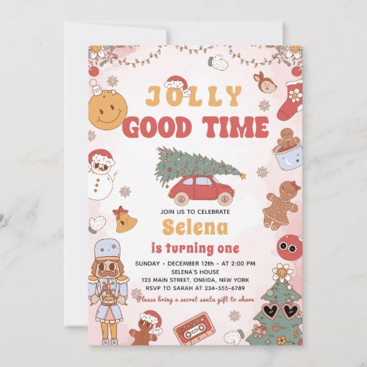 Groovy Christmas Birthday Party Jolly goede tijd Kaart (Voorkant)