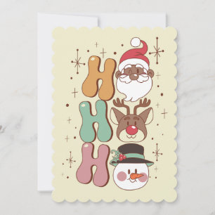 Groovy Christmas Black Santa Rendier Snowman Ho Kaart