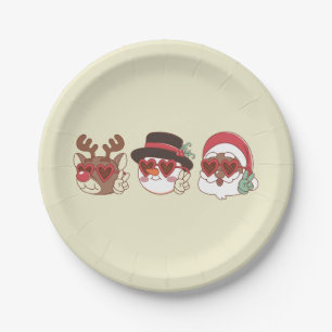 Groovy Christmas Black Santa Rendier Snowman Papieren Bordje