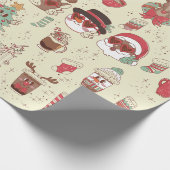 Groovy Christmas Black Santa Snowman Rendier Cadeaupapier (Hoek)