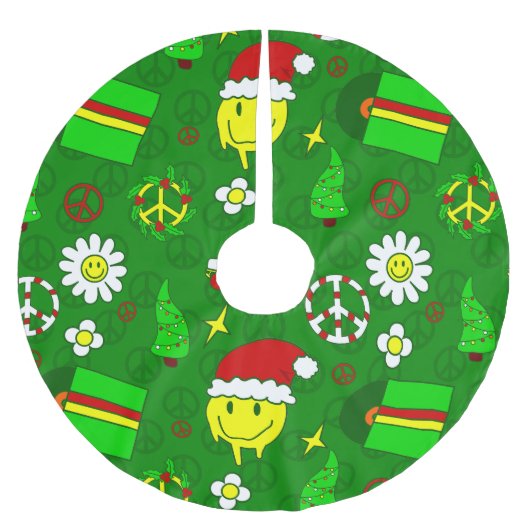 Groovy Christmas Happy Face Kerstman 1970 Kerstboom Rok (Voorkant)