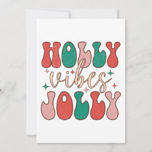 Groovy Christmas Holly Jolly Vibes Retro Happiness Kaart